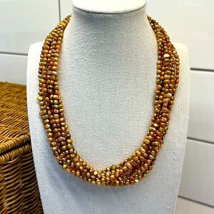 Silpada Pearls, Shades of Copper Freshwater Pearl Necklace (925 silver clasp)